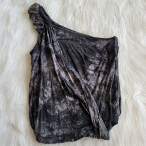 Allen B black one shoulder tie dye tank top size XS